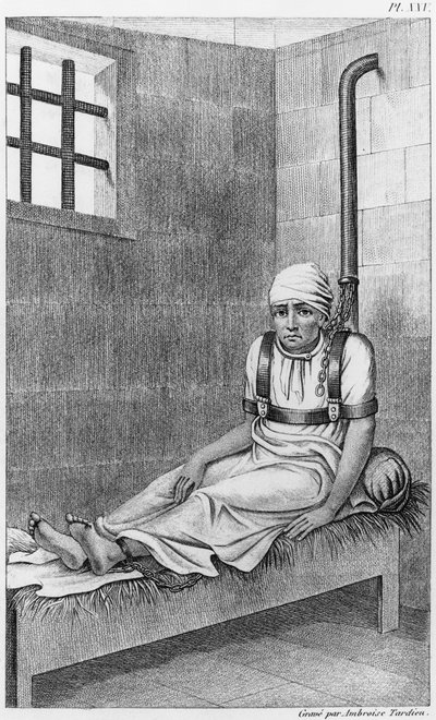 Aliénés enchaînés à Bedlam, illustration de 